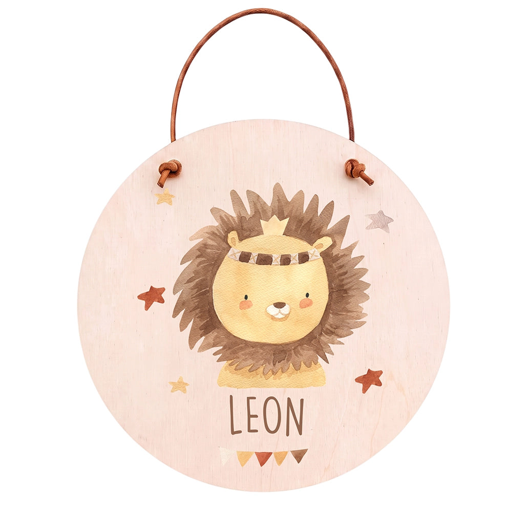 Plaque de porte personnalisée, motif Lion couronné — Vue principale | Kidsmood