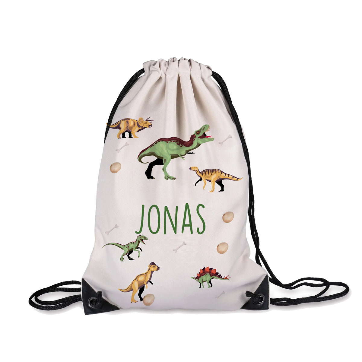 Sac de sport enfant personnalisé avec prénom, motif dinosaures — Kidsmood