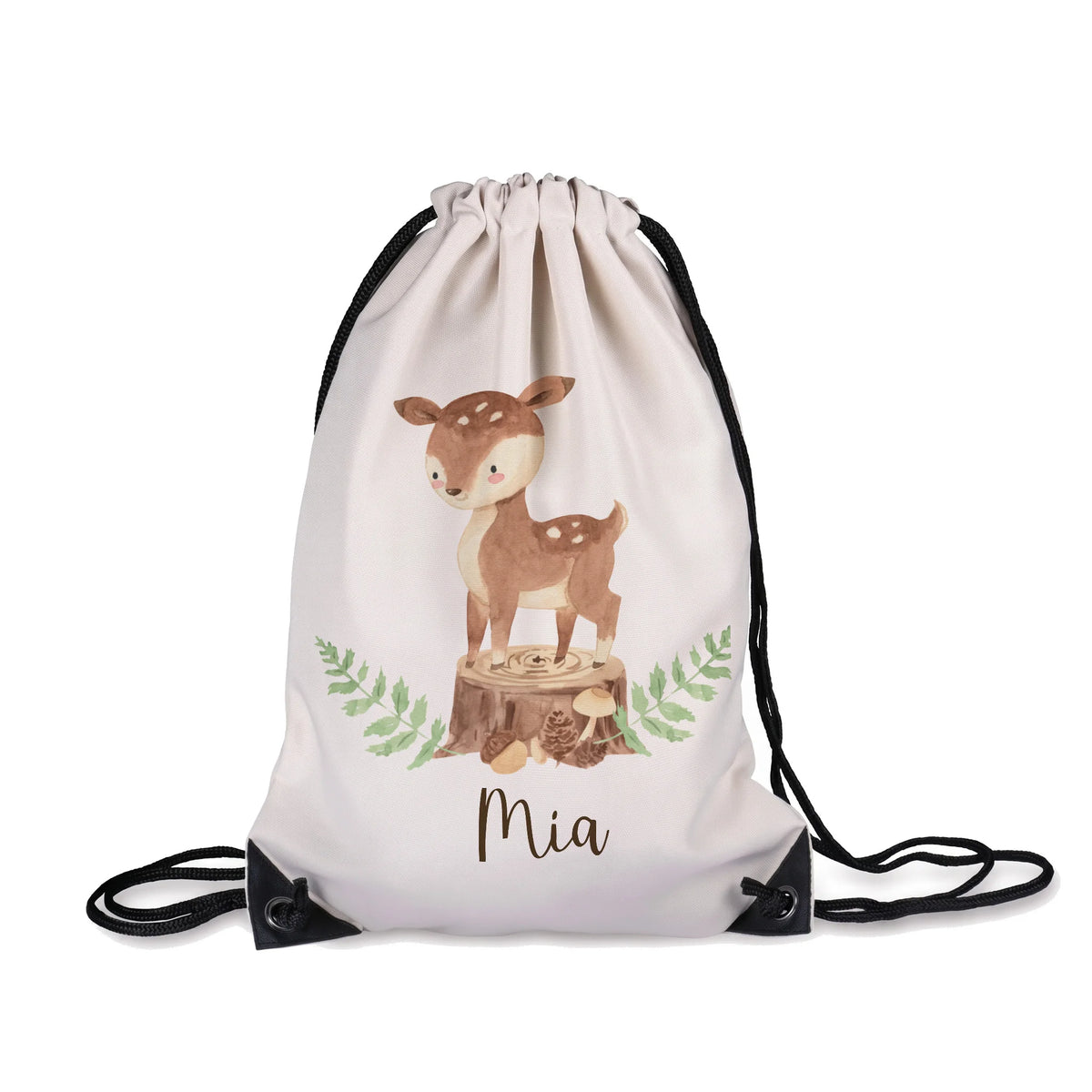 Sac de sport enfant personnalisé avec prénom, motif faon des bois — Kidsmood