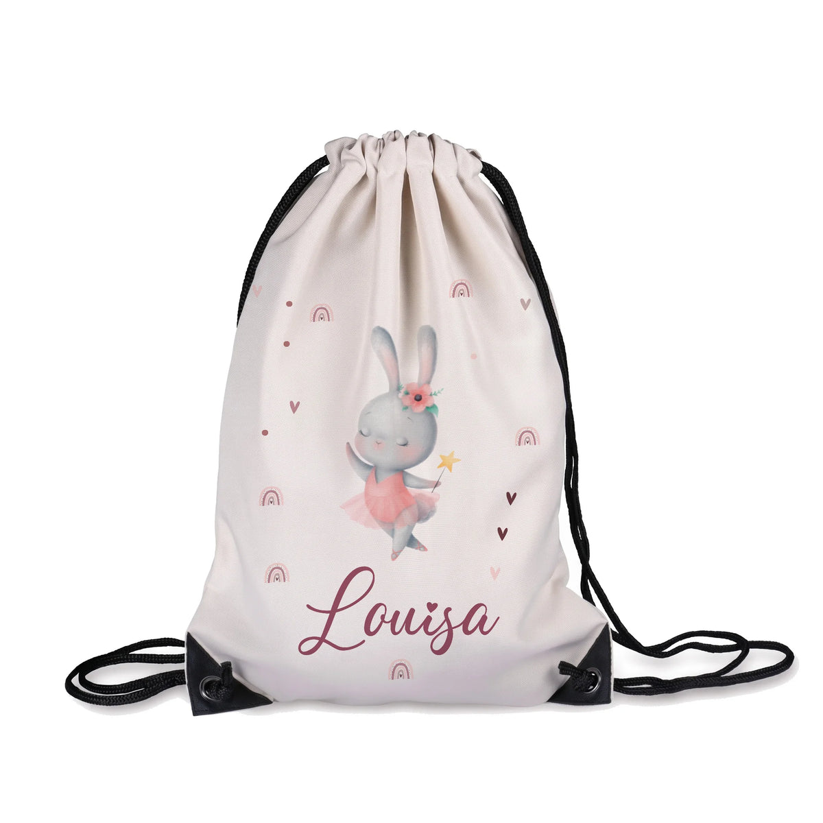 Sac de sport enfant personnalisé avec prénom, motif lapin ballerine — Kidsmood
