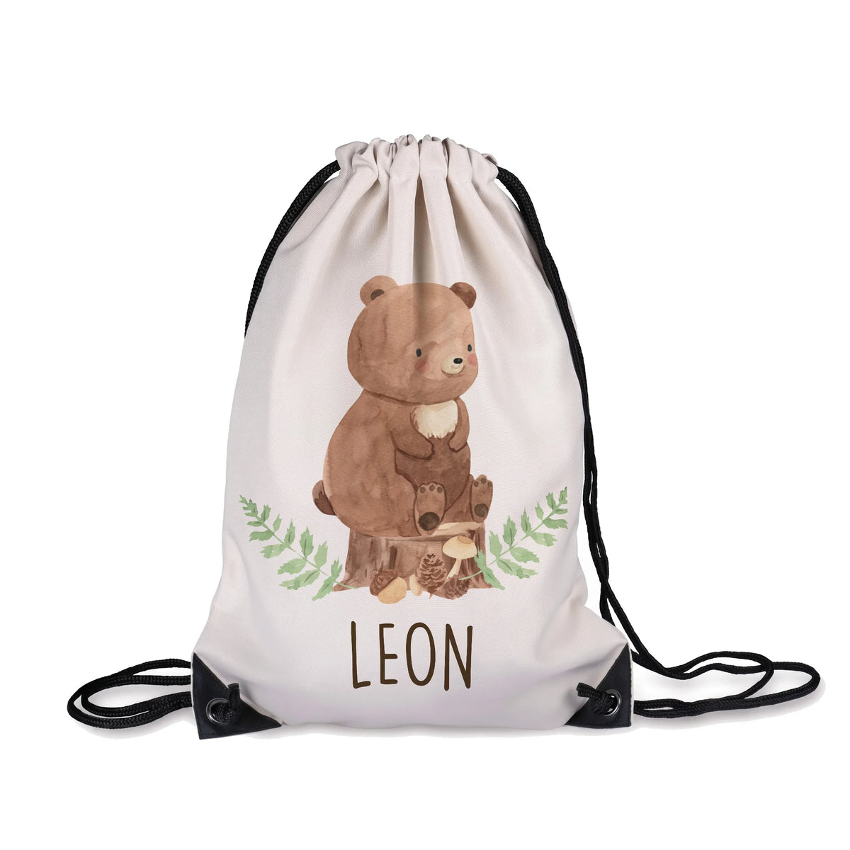 Sac de sport enfant personnalisé avec prénom, motif ours des bois — Kidsmood