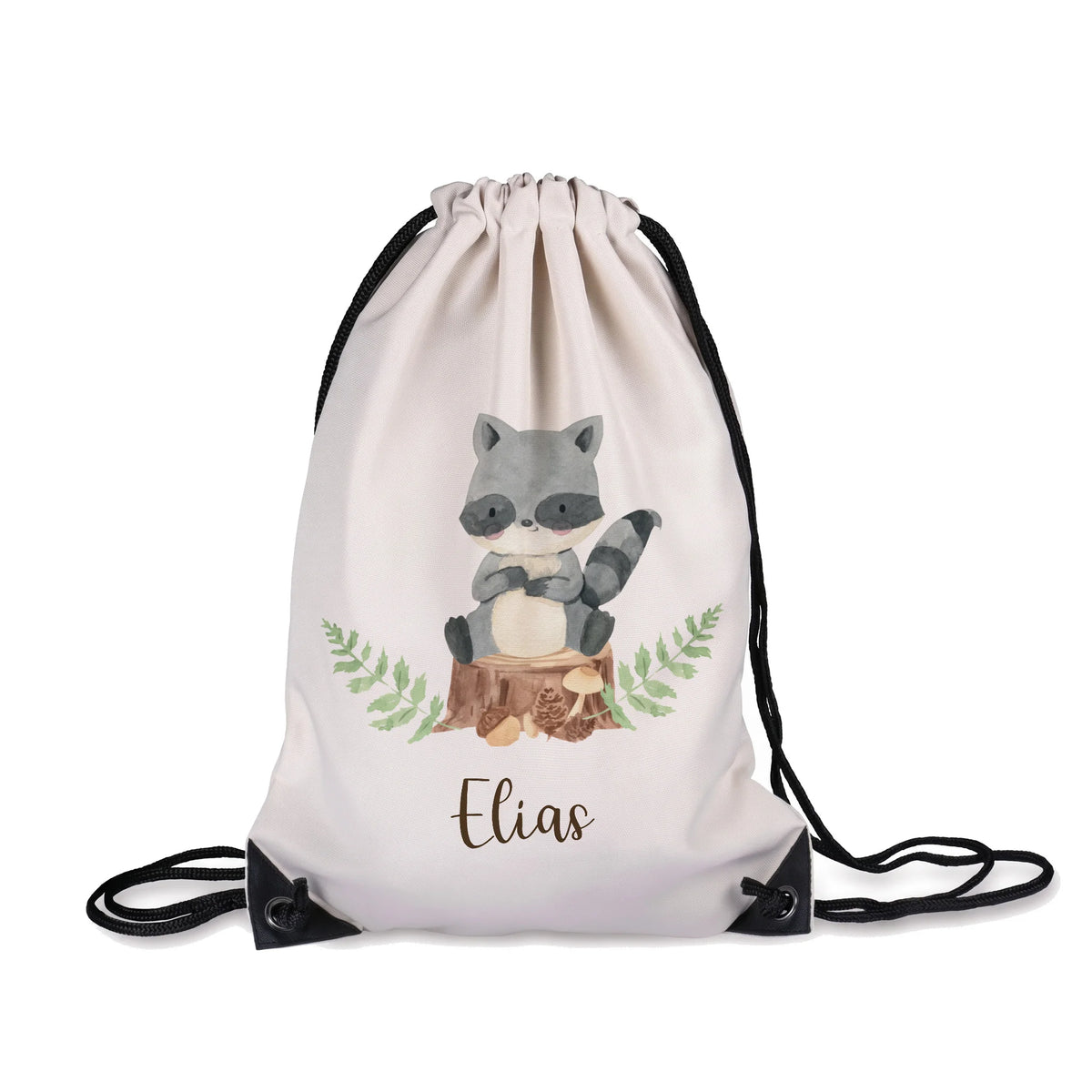 Sac de sport enfant personnalisé avec prénom, motif raton laveur — Kidsmood