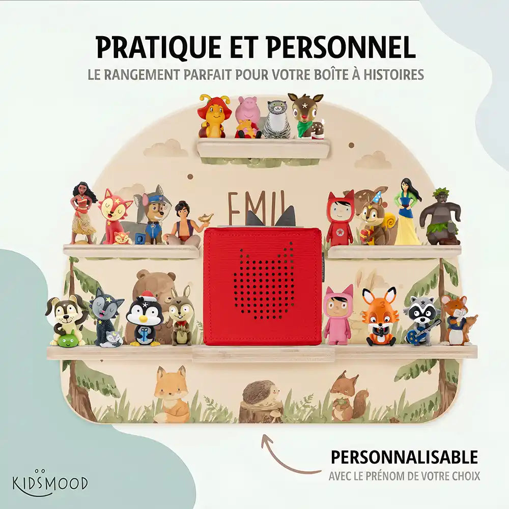 Étagère Toniebox personnalisée Animaux de la forêt – rangement pratique et personnalisé pour les figurines