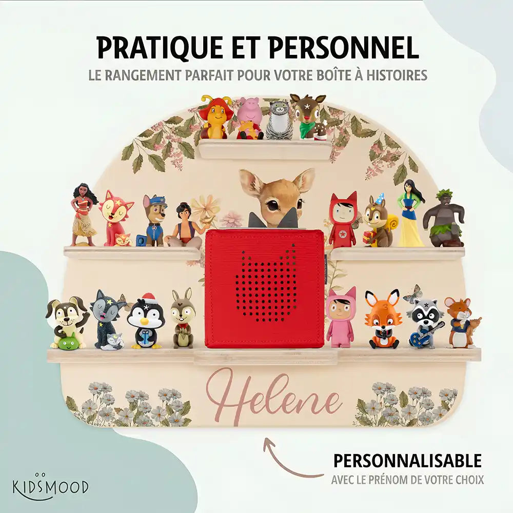 Étagère Toniebox personnalisée Faon en forêt – rangement pratique et personnalisé pour les figurines
