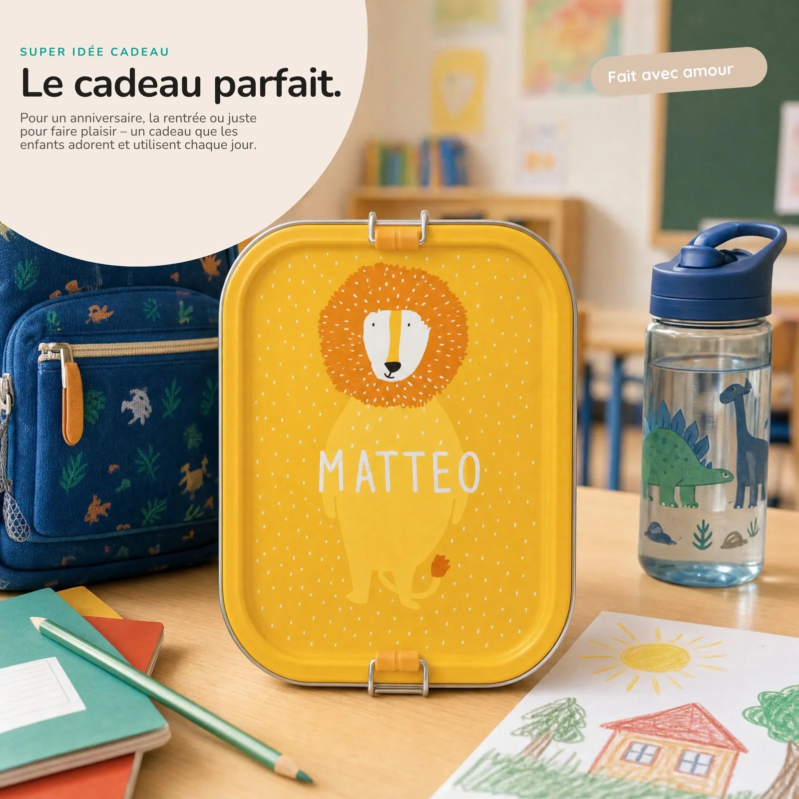 Boîte à goûter Lion pour la crèche et l'école — Kidsmood