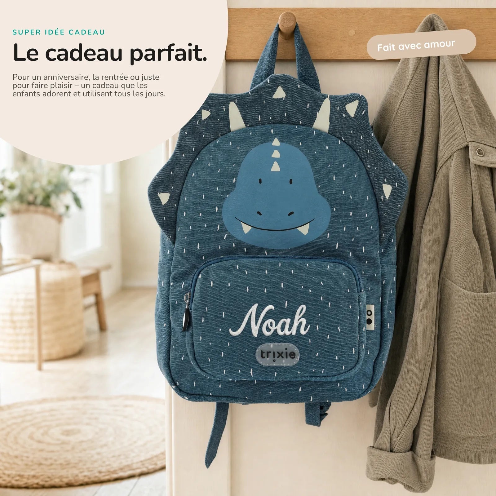 Sac à dos Tricératops Trixie en deux tailles (5,25 L et 7,5 L) — Kidsmood