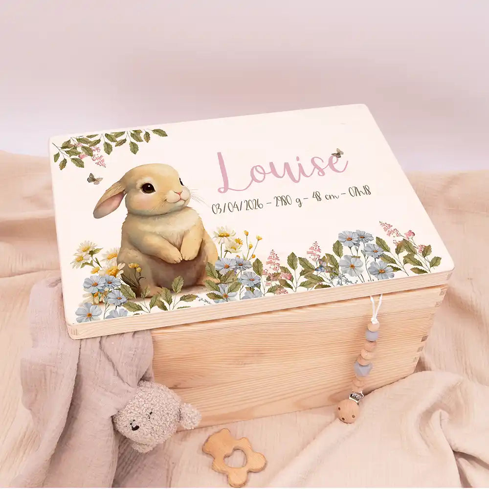 Boîte à souvenirs bébé personnalisée – Petit lapin