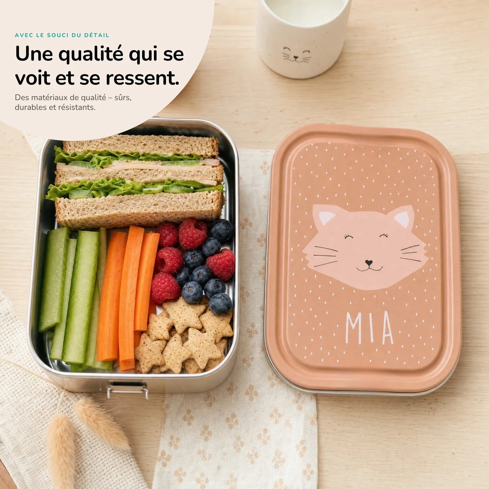 Boîte à goûter enfant Chat personnalisée — Kidsmood