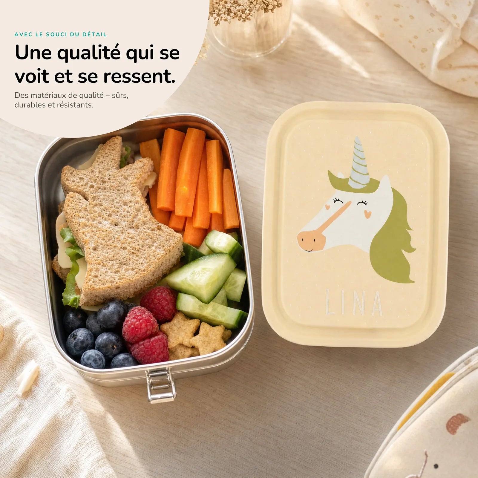 Boîte à goûter enfant Licorne personnalisée — Kidsmood