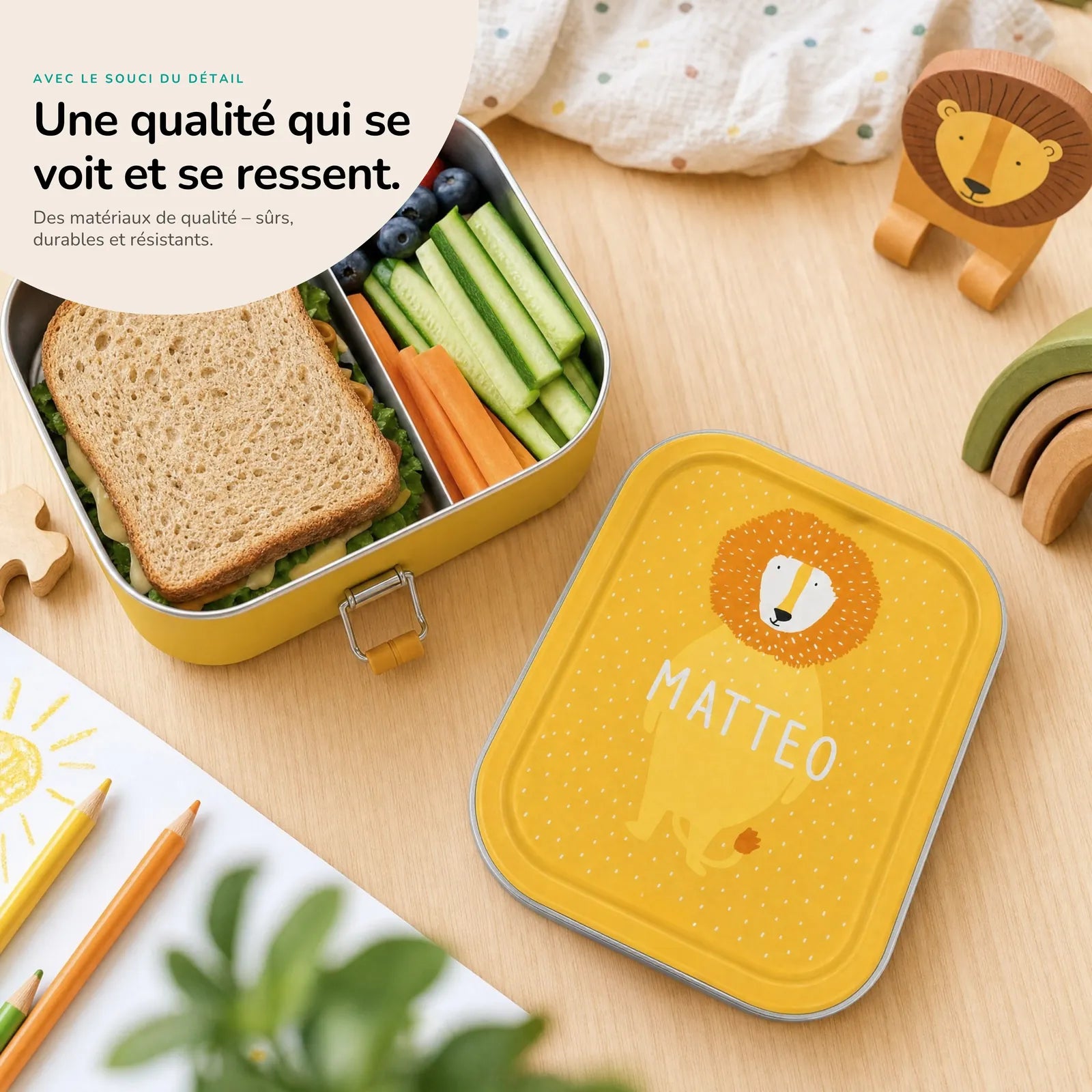 Boîte à goûter enfant Lion personnalisée — Kidsmood