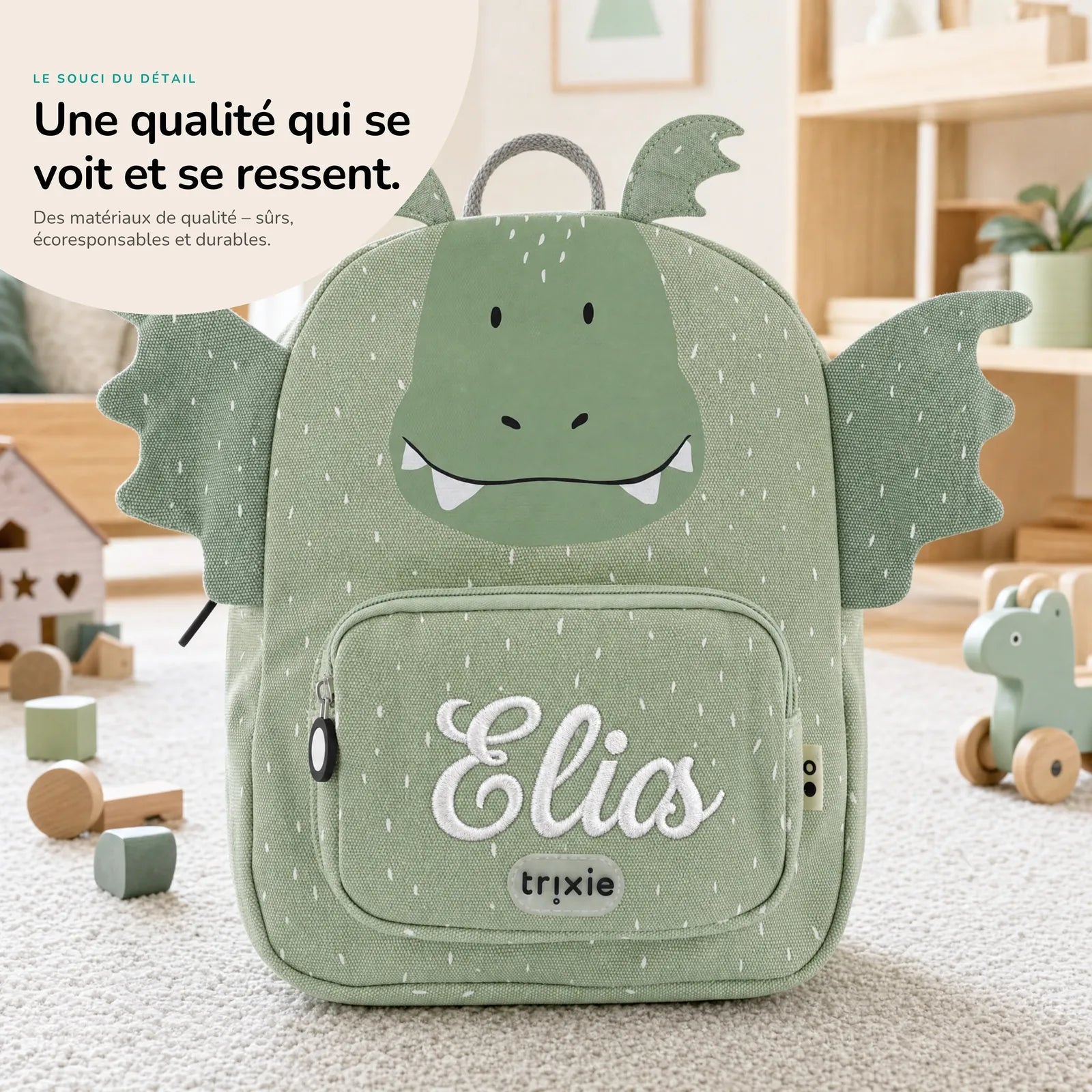 Sac à dos crèche Dragon personnalisé, matières durables — Kidsmood