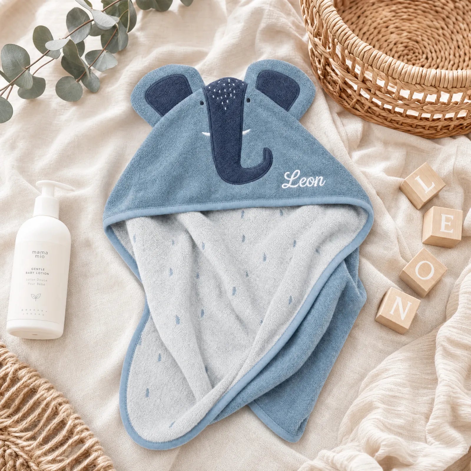 Cape de bain naissance Éléphant 75 x 75 cm personnalisée — Kidsmood