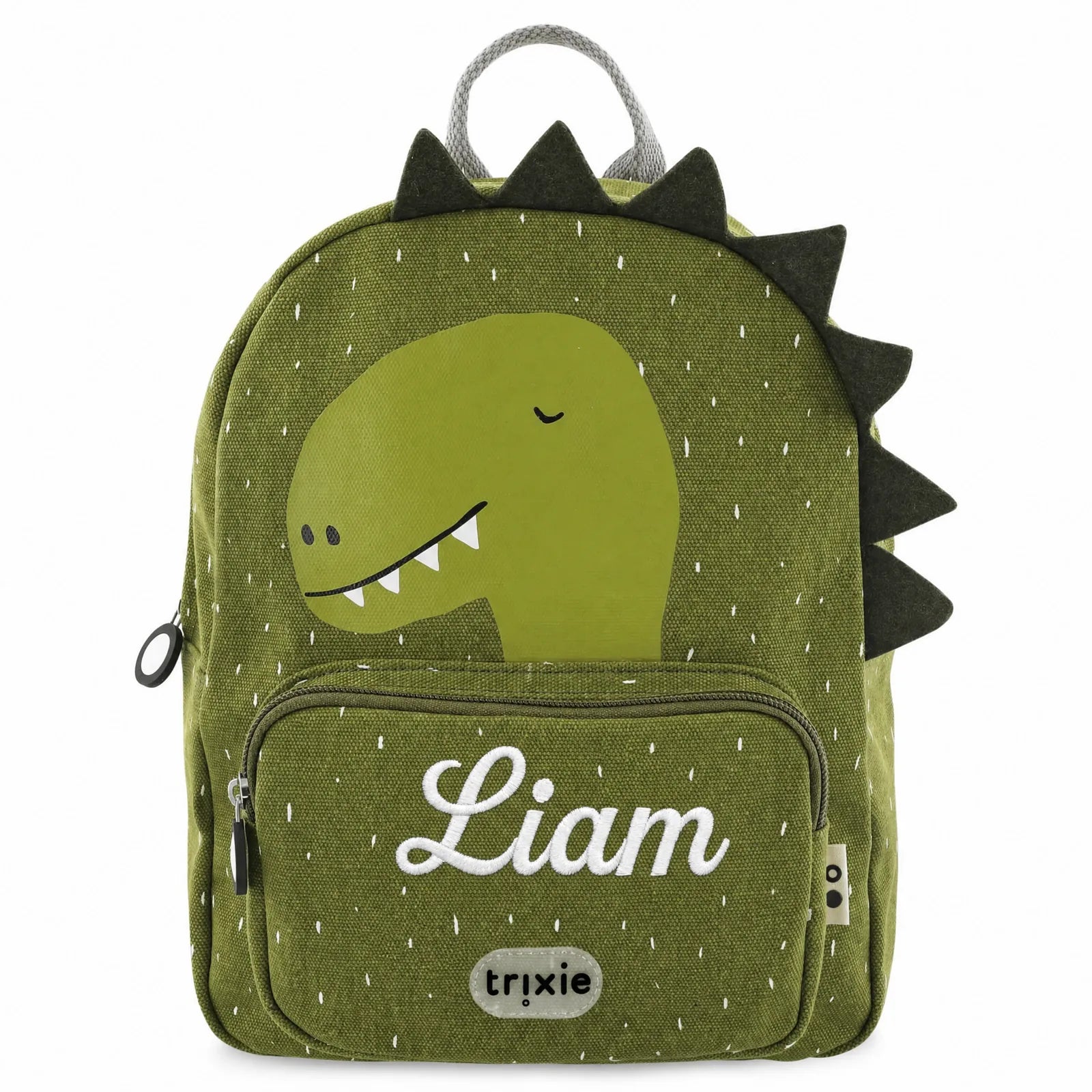 Sac à dos Dino, poche avant avec prénom brodé — Kidsmood