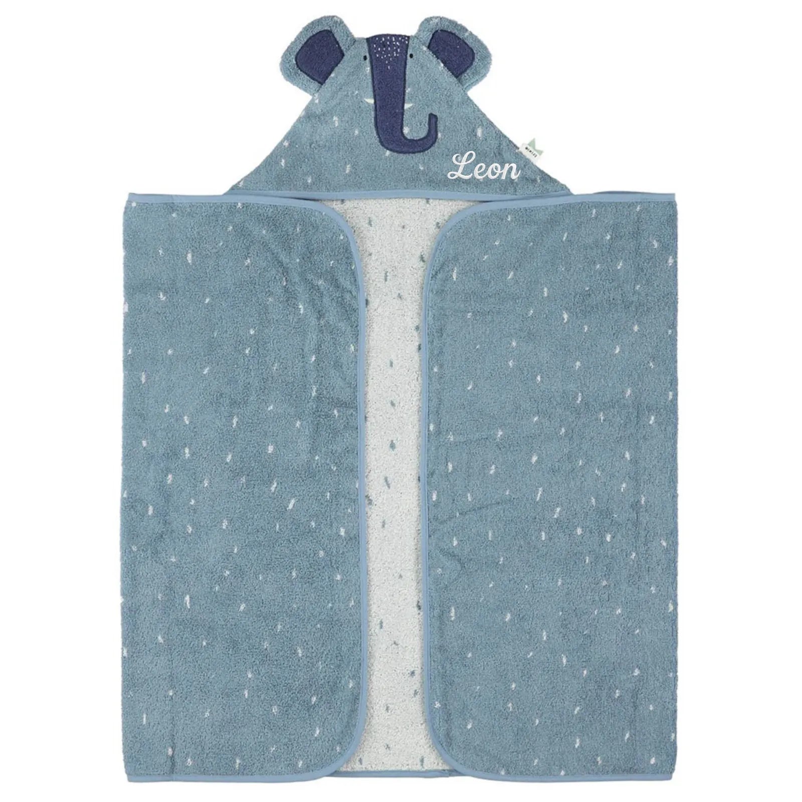 Sortie de bain bébé à capuche Éléphant, prénom brodé — Kidsmood