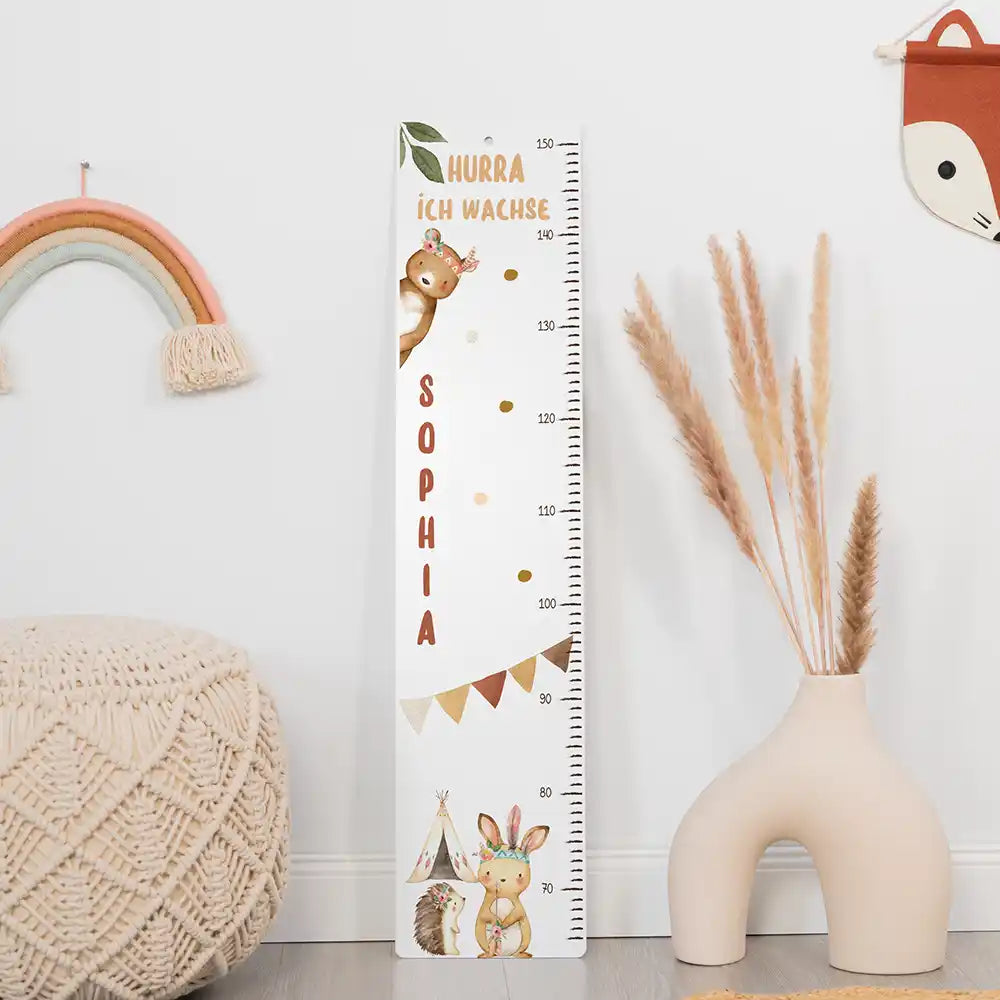 Toise enfant personnalisée Animaux de la jungle – ambiance douce dans la chambre d'enfant