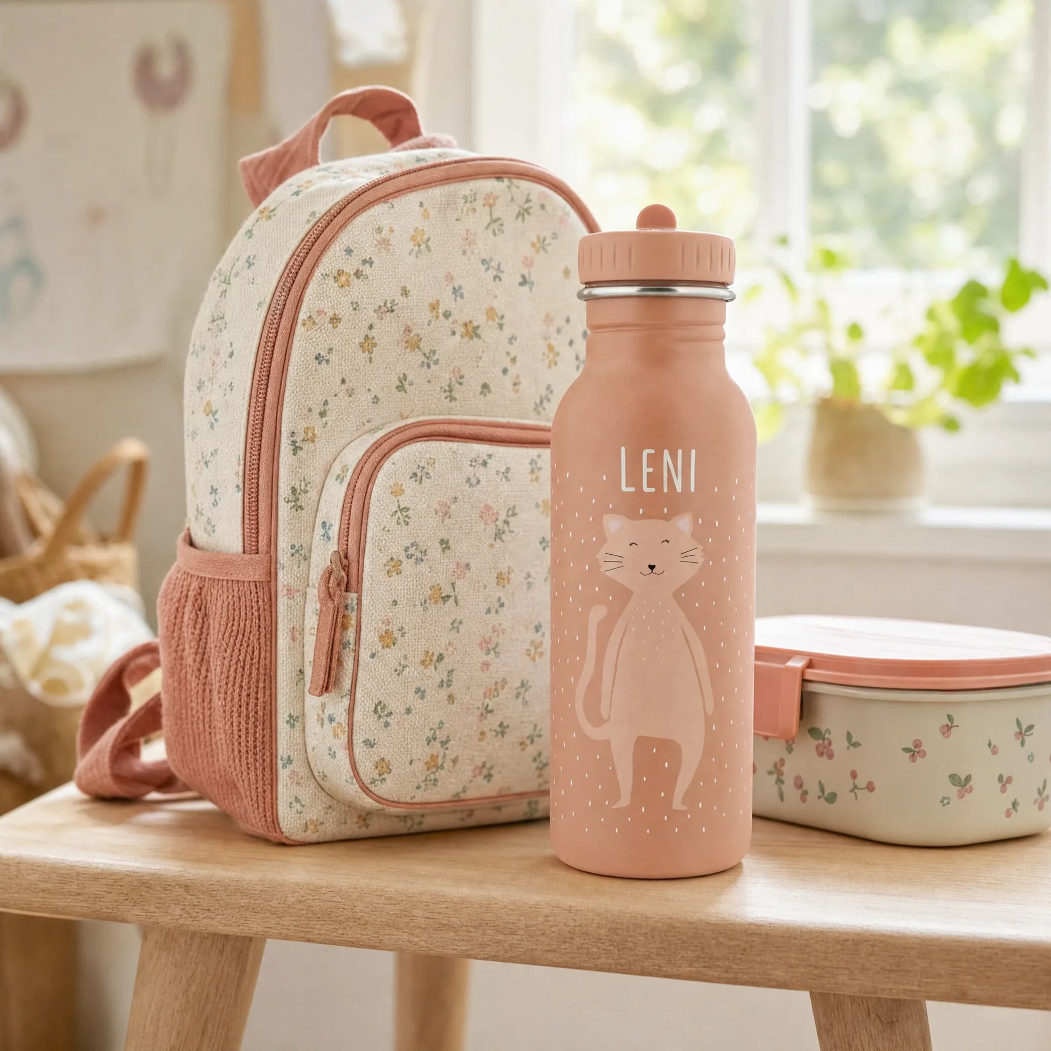 Gourde inox robuste, motif Chat — Kidsmood