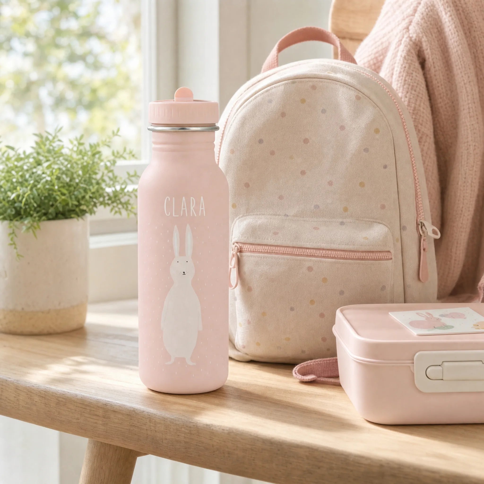 Gourde inox robuste, motif Lapin — Kidsmood