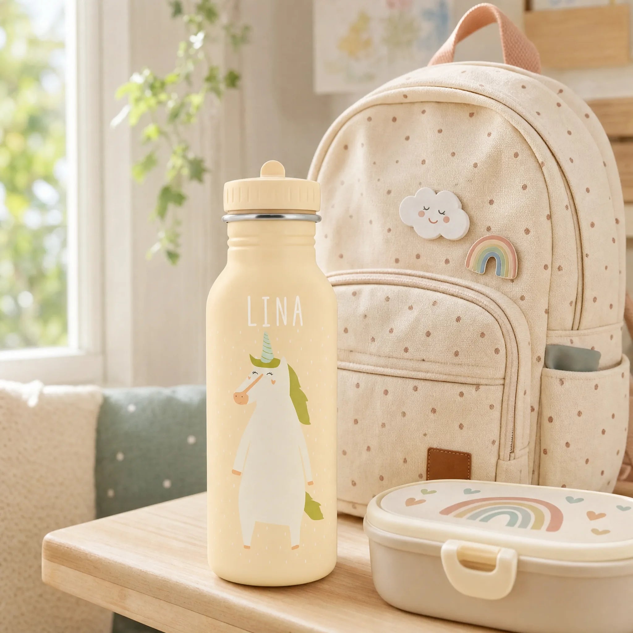 Gourde inox robuste, motif Licorne — Kidsmood