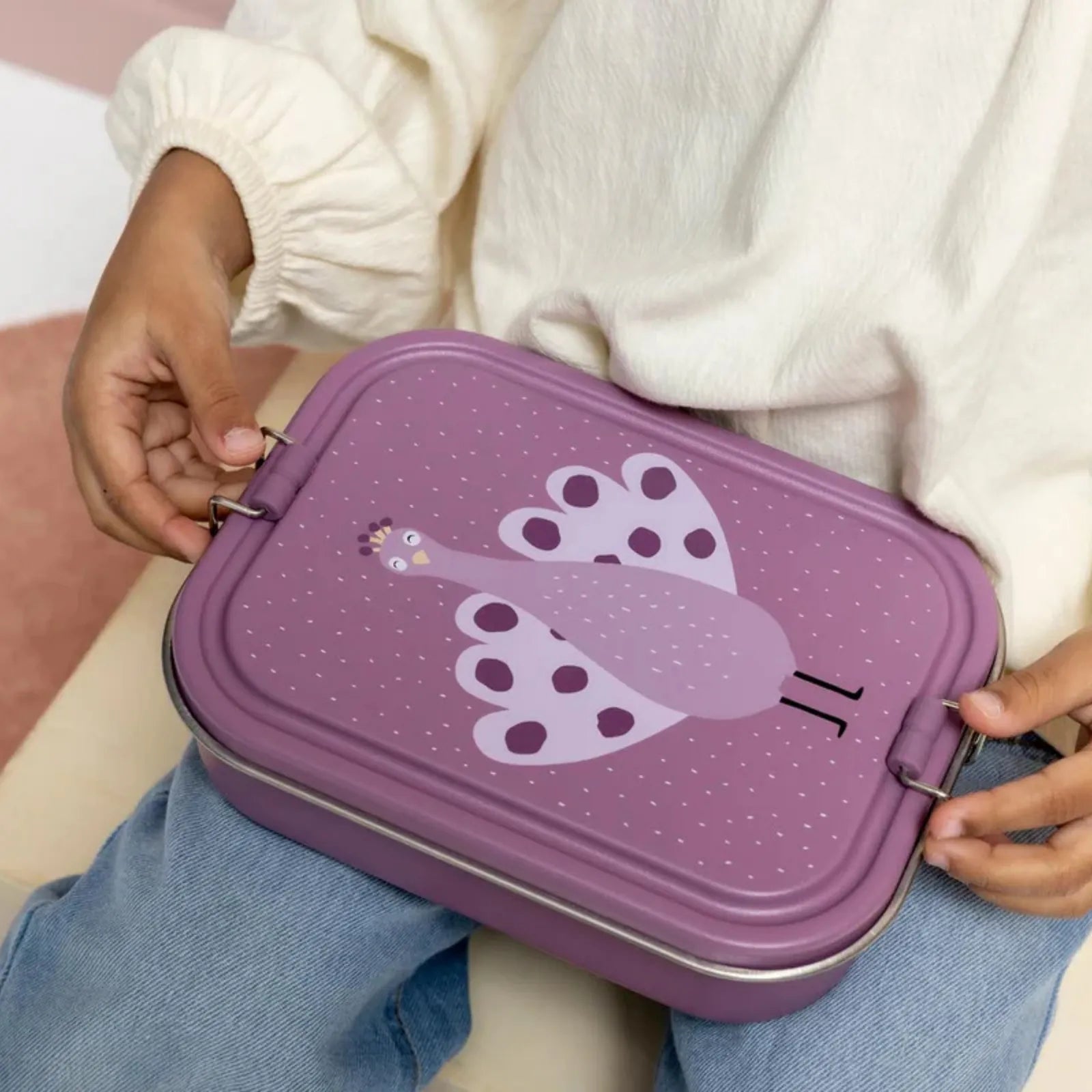 Boîte à goûter inox Paon pour les snacks — Kidsmood