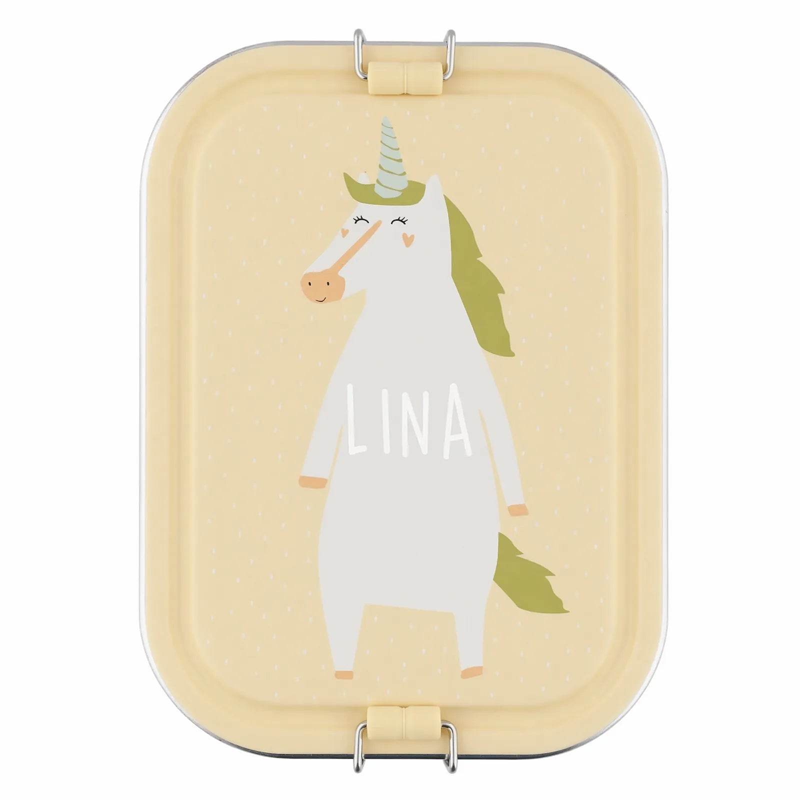 Boîte à goûter inox enfant Trixie Licorne, prénom en option — Kidsmood