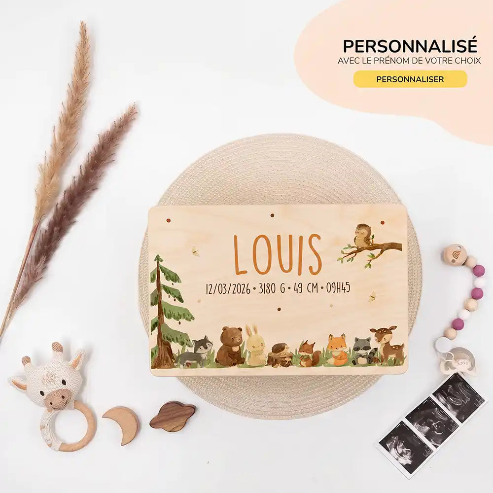 Boîte à souvenirs bébé personnalisée – Animaux de la forêt
