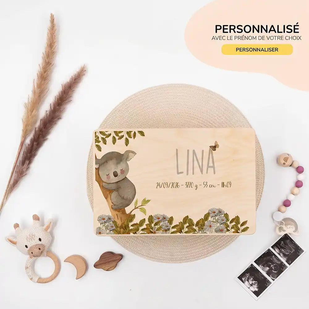 Boîte à souvenirs bébé personnalisée – Koala