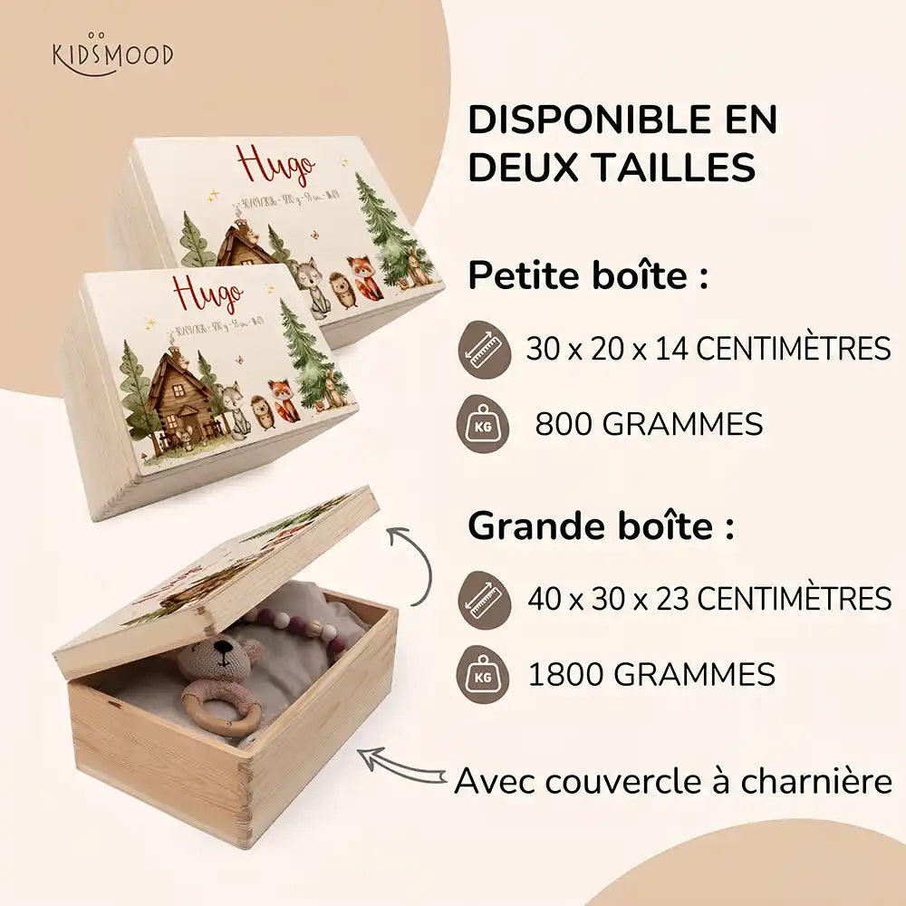 Boîte à souvenirs bébé personnalisée – Cabane de la forêt