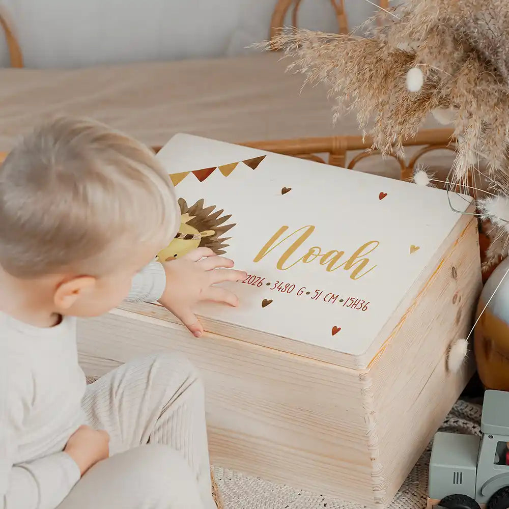 Boîte à souvenirs bébé personnalisée – Petit lion