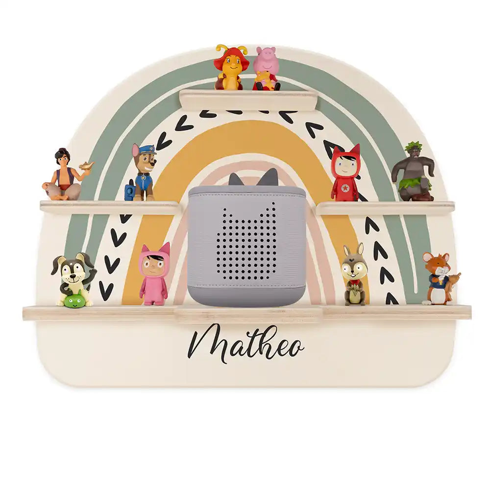 Étagère Toniebox personnalisée Arc-en-ciel 1 – vue principale avec Toniebox 2