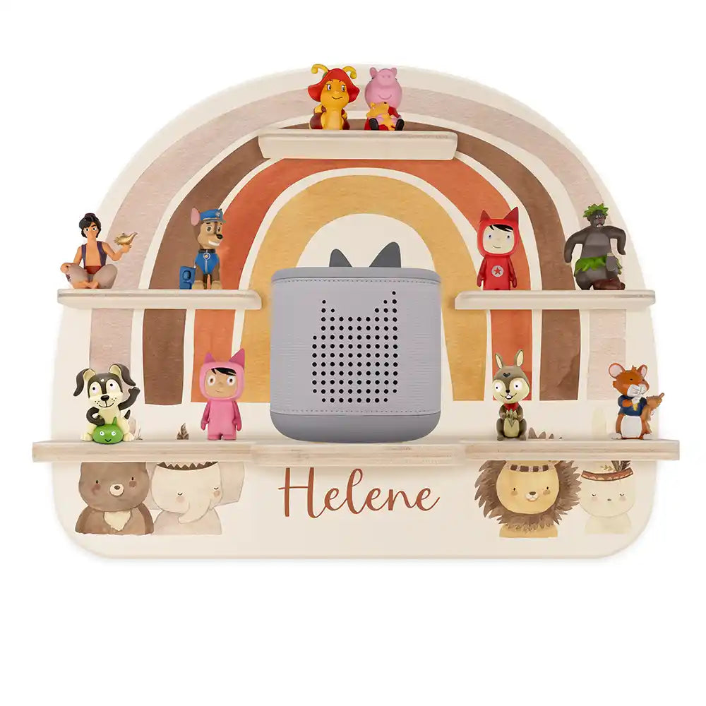Étagère Toniebox personnalisée Arc-en-ciel 8 – vue principale avec Toniebox 2