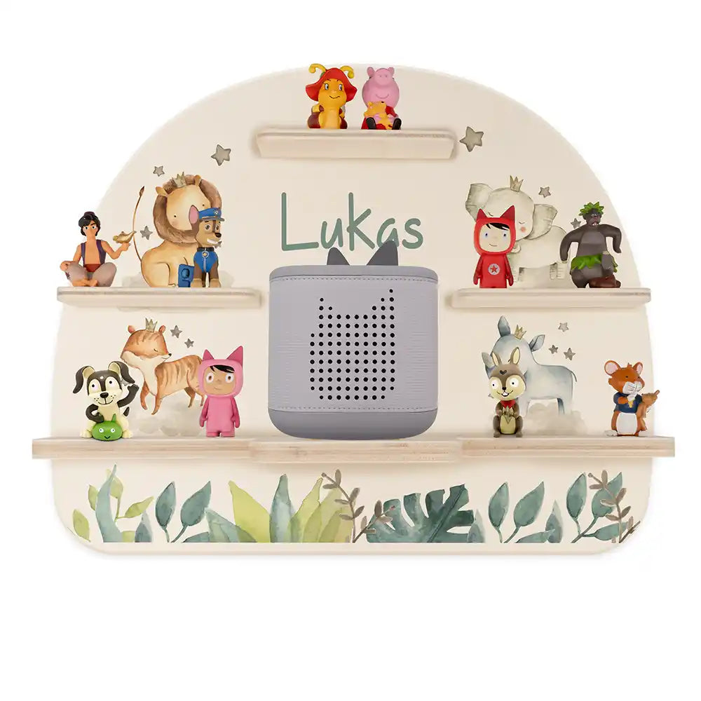Étagère Toniebox personnalisée Famille jungle – vue principale avec Toniebox 2