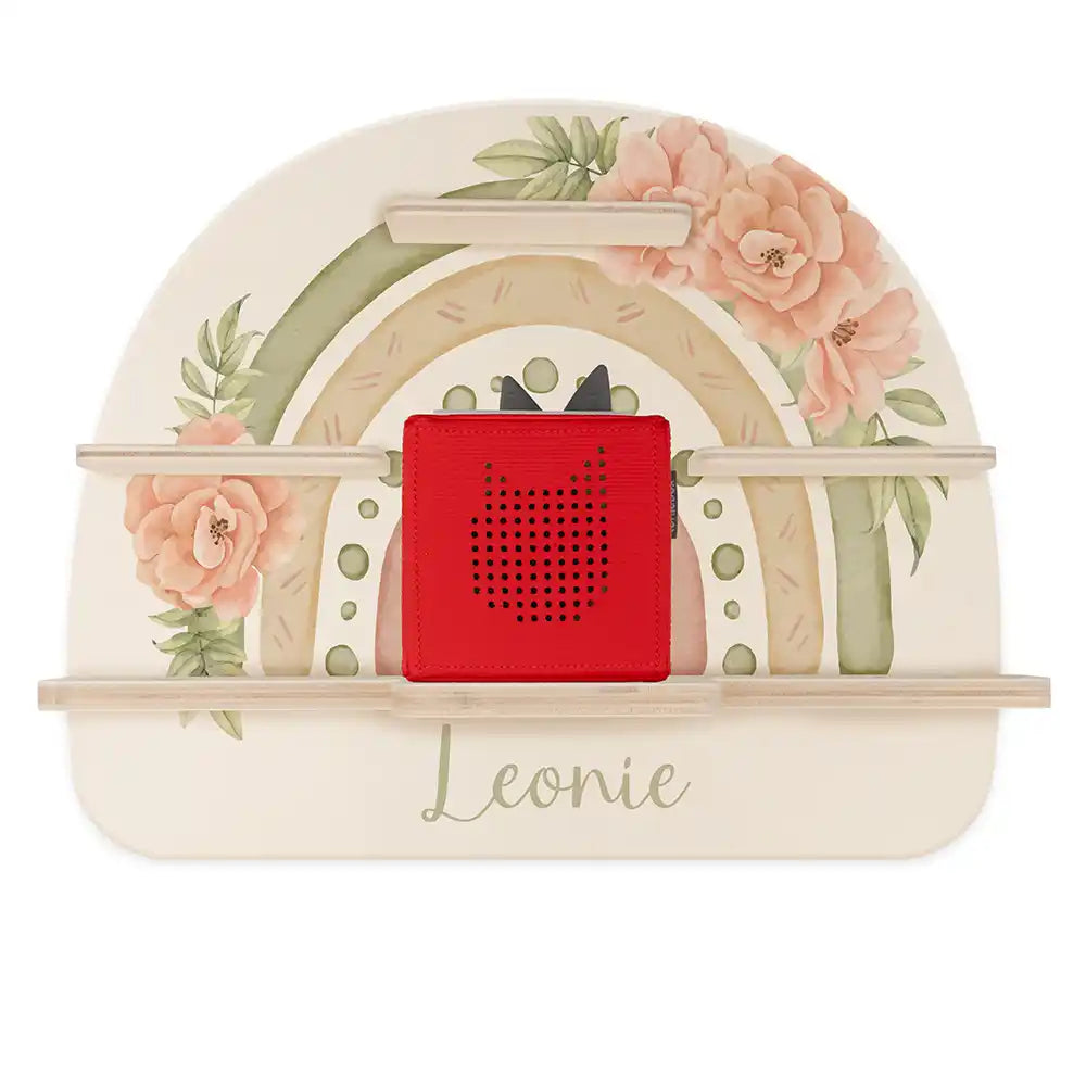 Étagère Toniebox personnalisée Arc-en-ciel fleuri – étagère seule avec Toniebox 1, sans figurines
