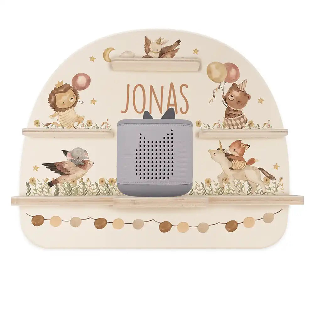 Étagère Toniebox personnalisée Animaux en fête – étagère seule avec Toniebox 2
