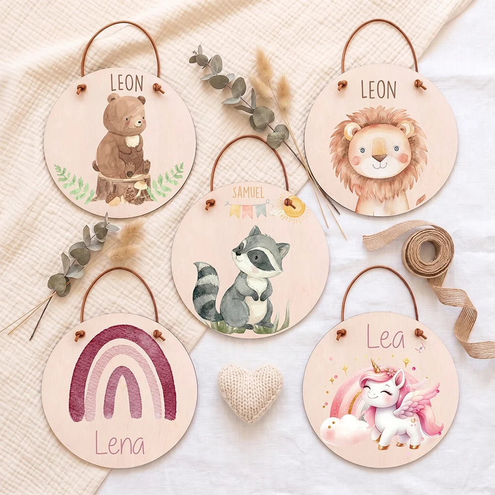 Plaque de porte personnalisée, motif Écureuil et fanions — D'autres motifs de la collection | Kidsmood