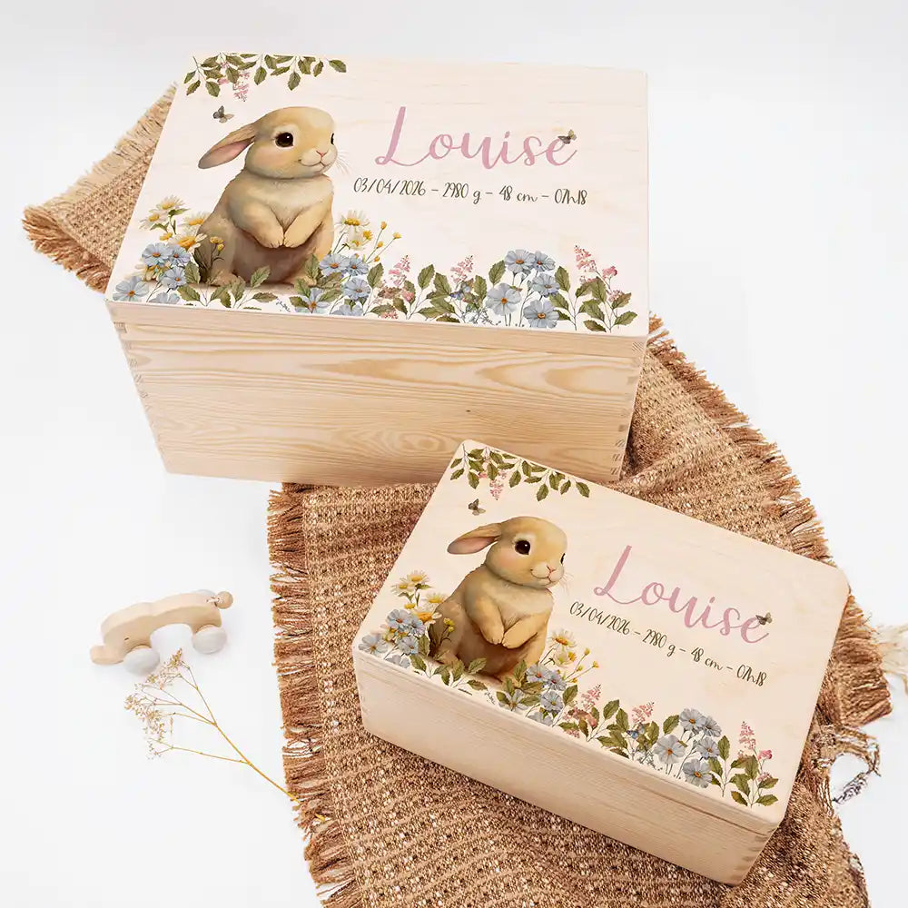 Boîte à souvenirs bébé personnalisée – Petit lapin