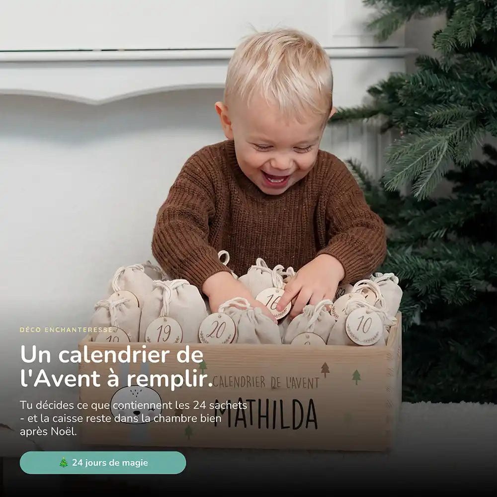 Calendrier de l'avent personnalisé, motif Lapin blanc — Vue principale | Kidsmood