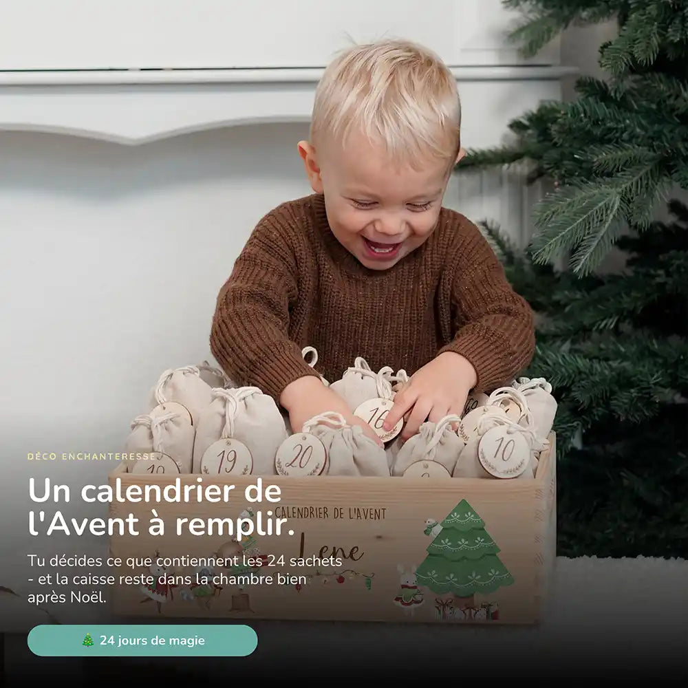 Calendrier de l'avent personnalisé, motif Ours et cadeaux — Vue principale | Kidsmood