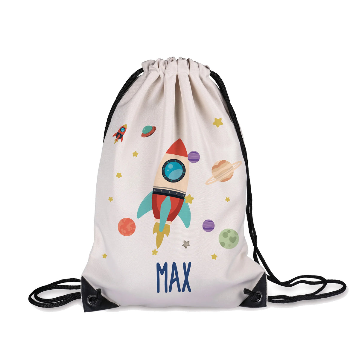 Sac de sport enfant personnalisé avec prénom, motif fusée spatiale — Kidsmood