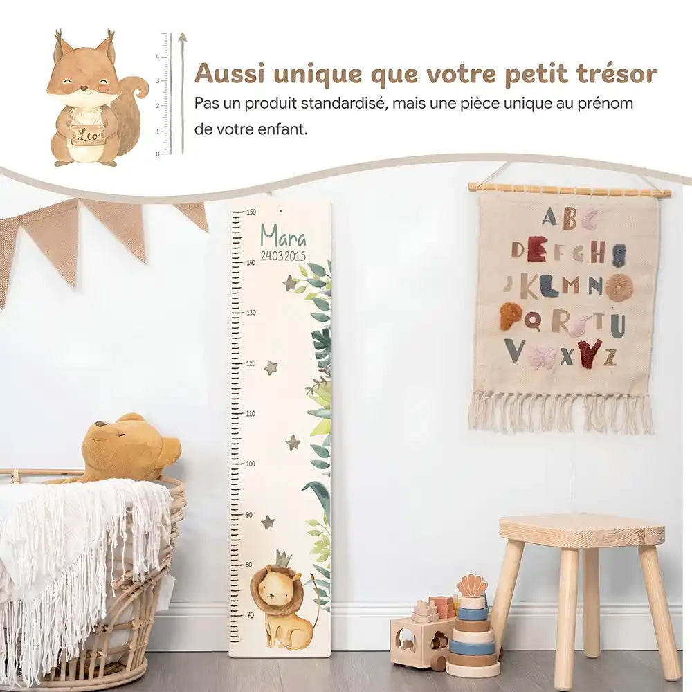 Toise enfant personnalisée Petit lion – pièce unique au prénom de votre enfant