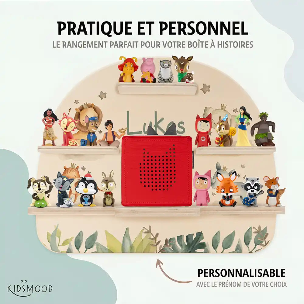 Étagère Toniebox personnalisée Famille jungle – rangement pratique et personnalisé pour les figurines