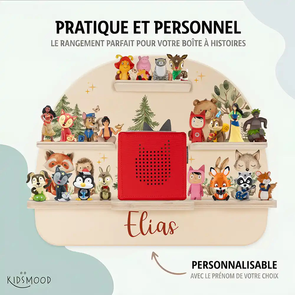 Étagère Toniebox personnalisée Joyeuse forêt – rangement pratique et personnalisé pour les figurines