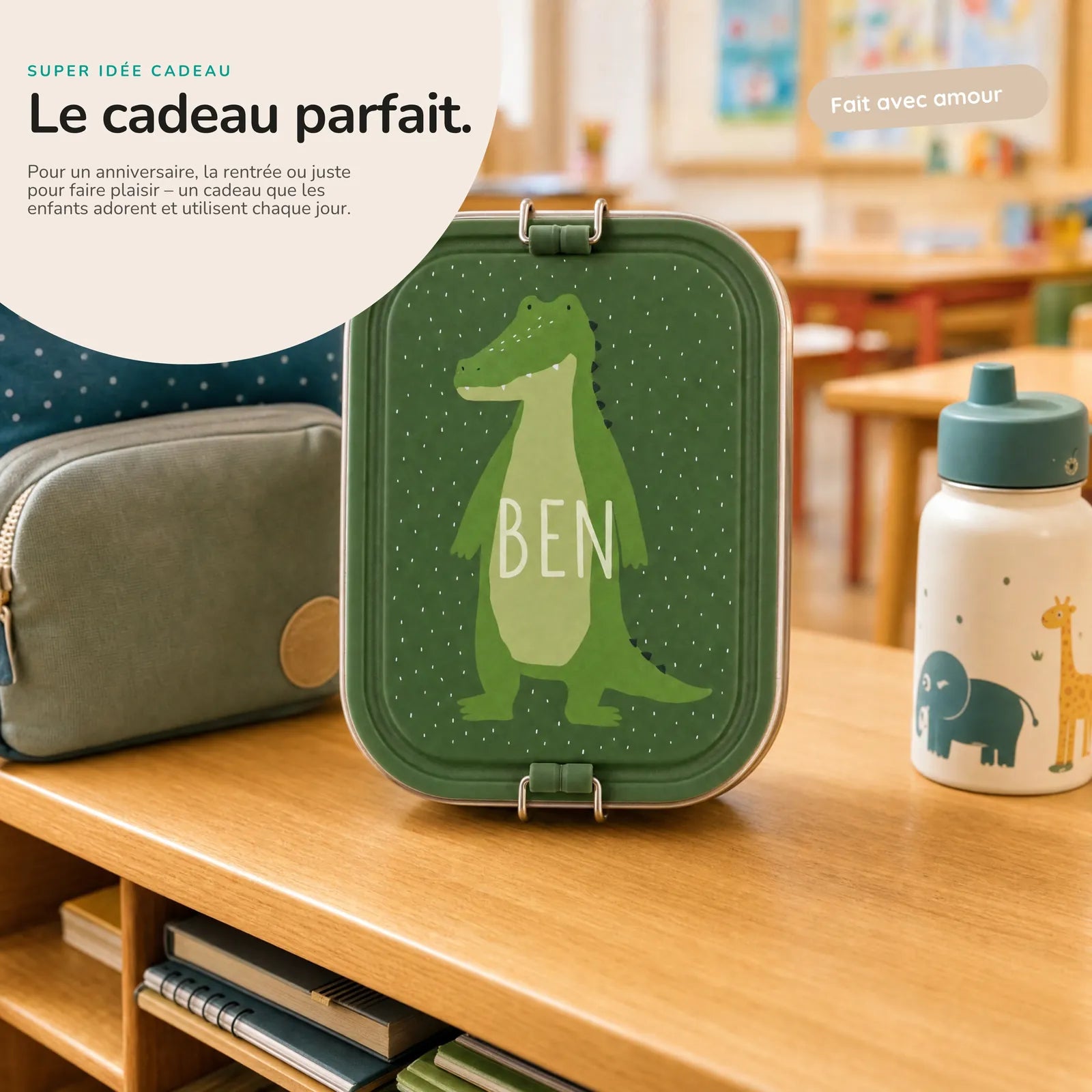 Boîte à goûter Crocodile pour la crèche et l'école — Kidsmood
