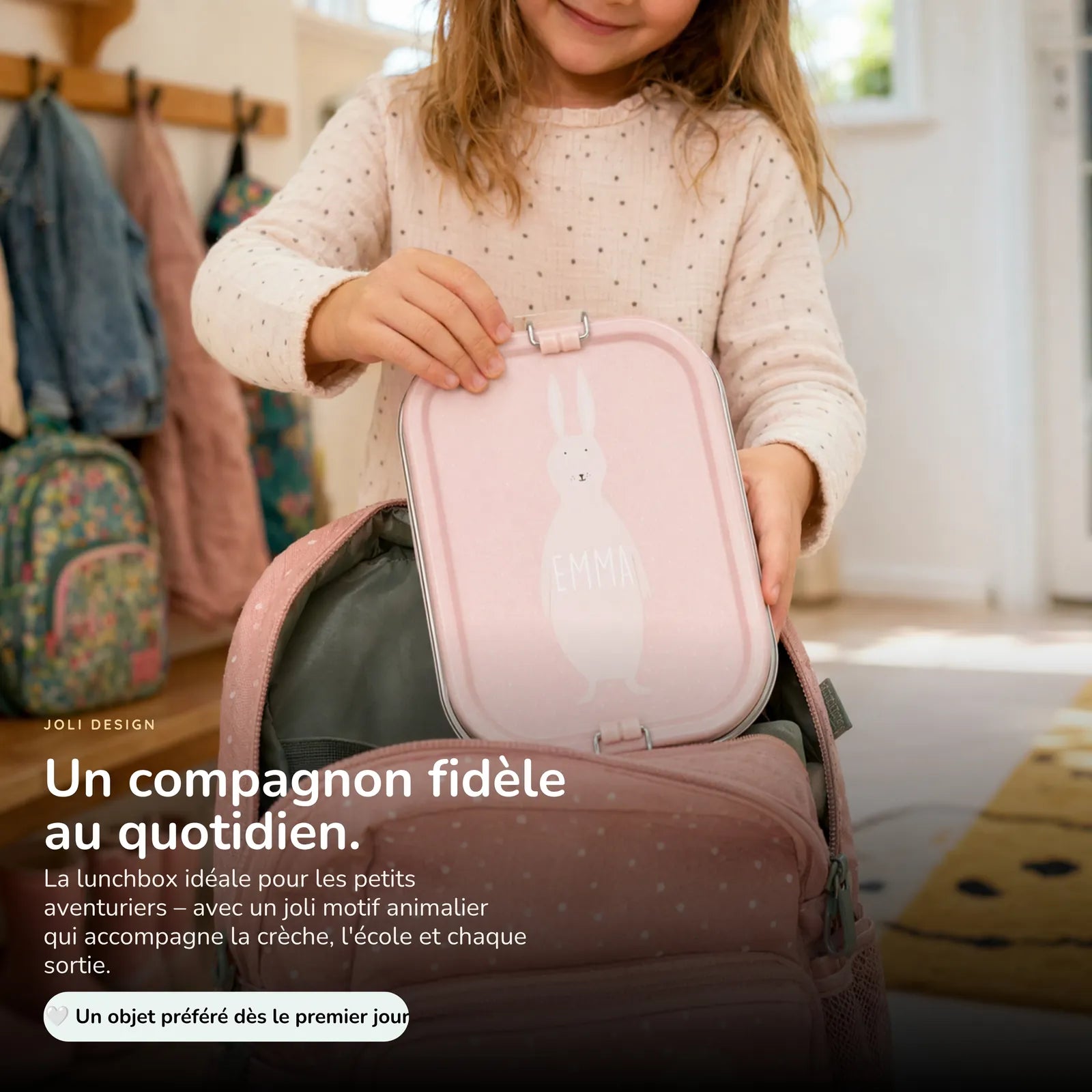 Boîte à goûter inox Lapin personnalisée, prénom gravé — Kidsmood