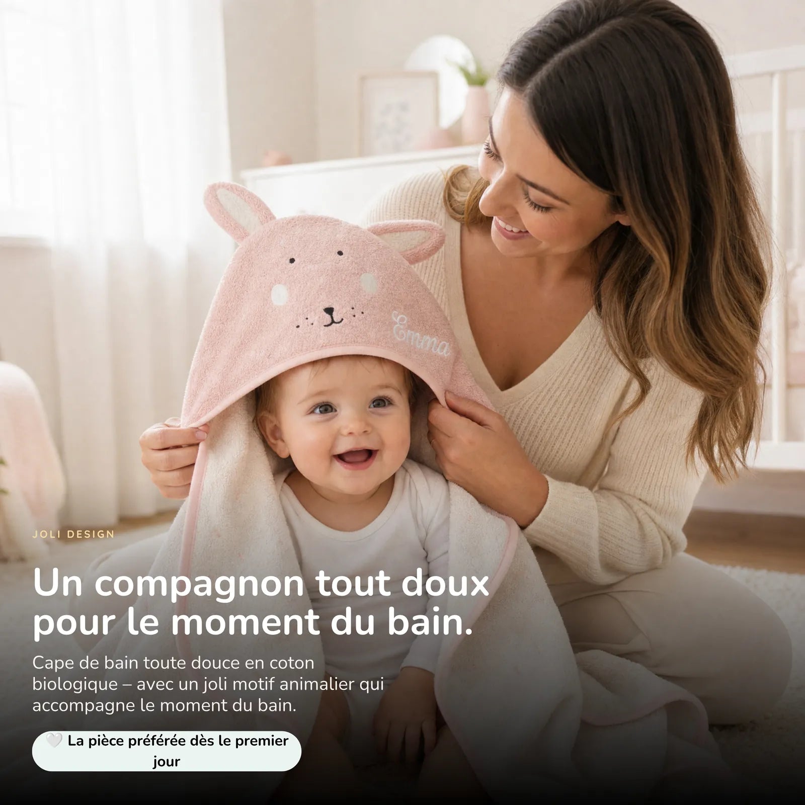 Cape de bain bébé Lapin en coton biologique doux — Kidsmood