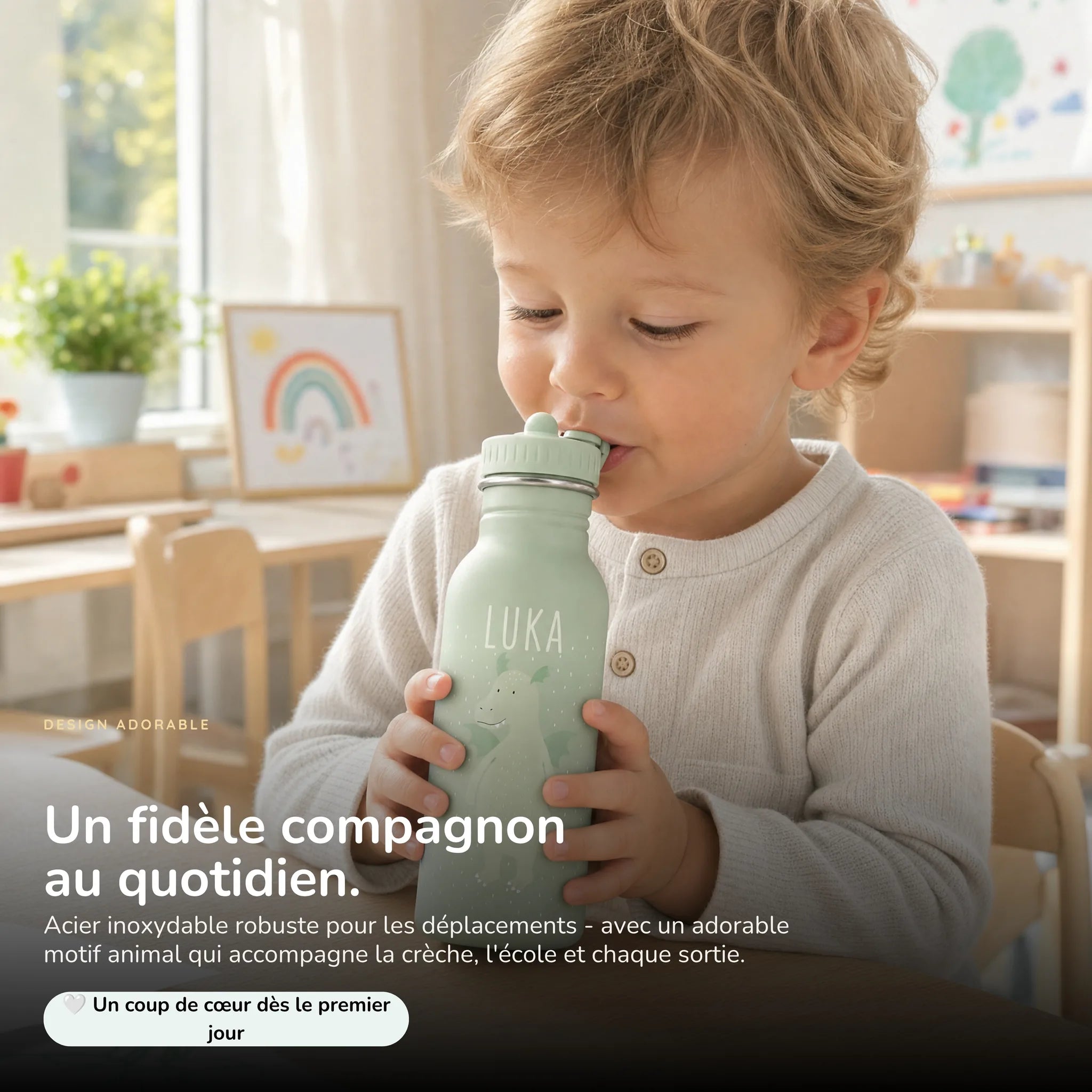 Gourde enfant 500 ml motif Dragon, acier inoxydable personnalisé — Kidsmood