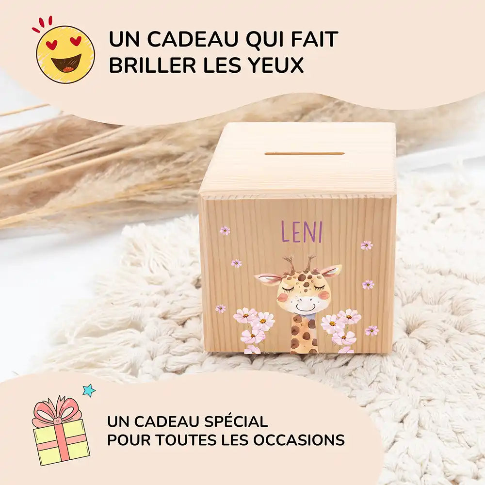 Tirelire personnalisée enfant pour un cadeau d'anniversaire, motif girafe — Kidsmood