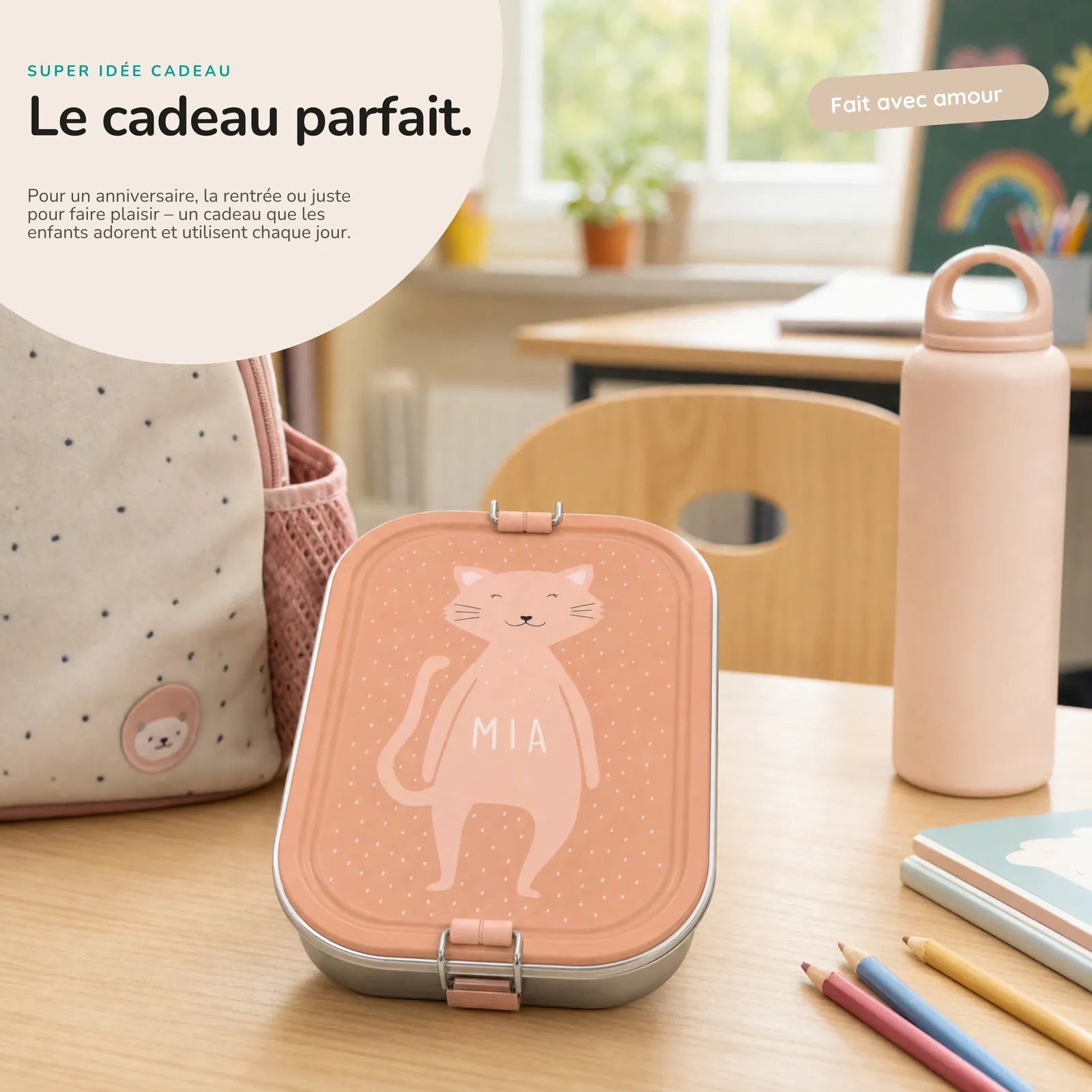 Boîte à goûter Chat pour la crèche et l'école — Kidsmood