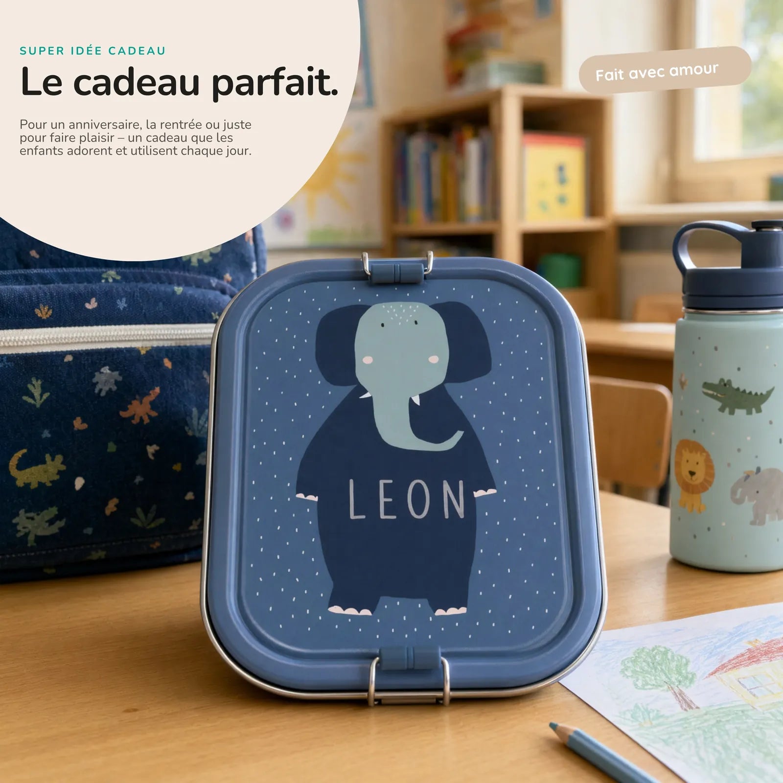Boîte à goûter Éléphant pour la crèche et l'école — Kidsmood