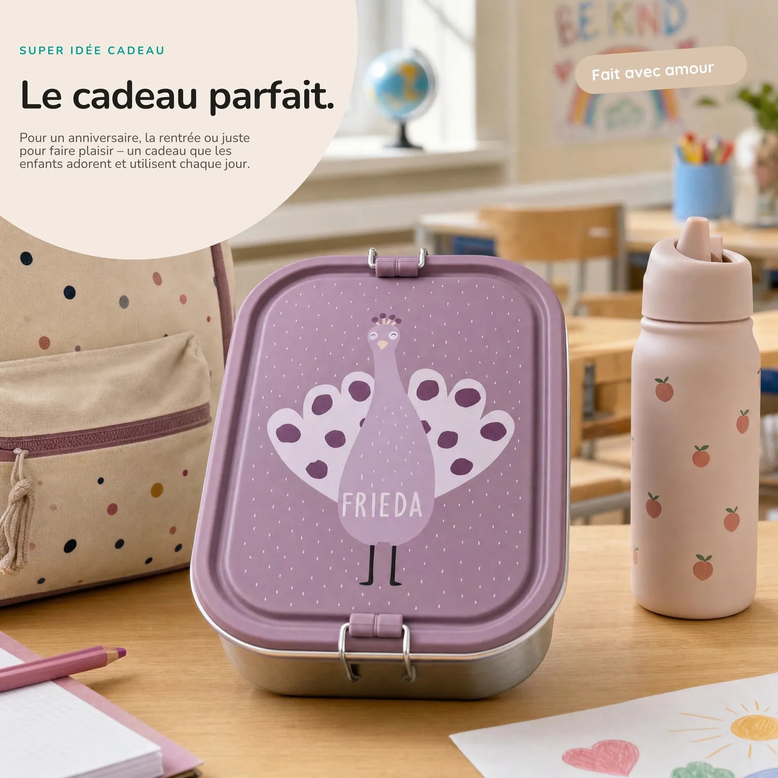 Boîte à goûter Paon pour la crèche et l'école — Kidsmood