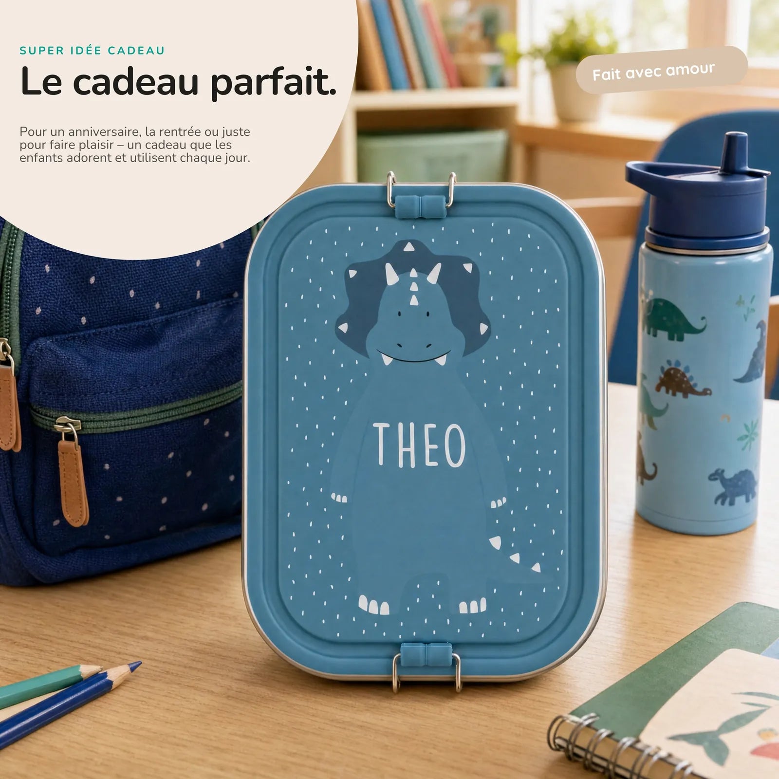 Boîte à goûter Tricératops pour la crèche et l'école — Kidsmood
